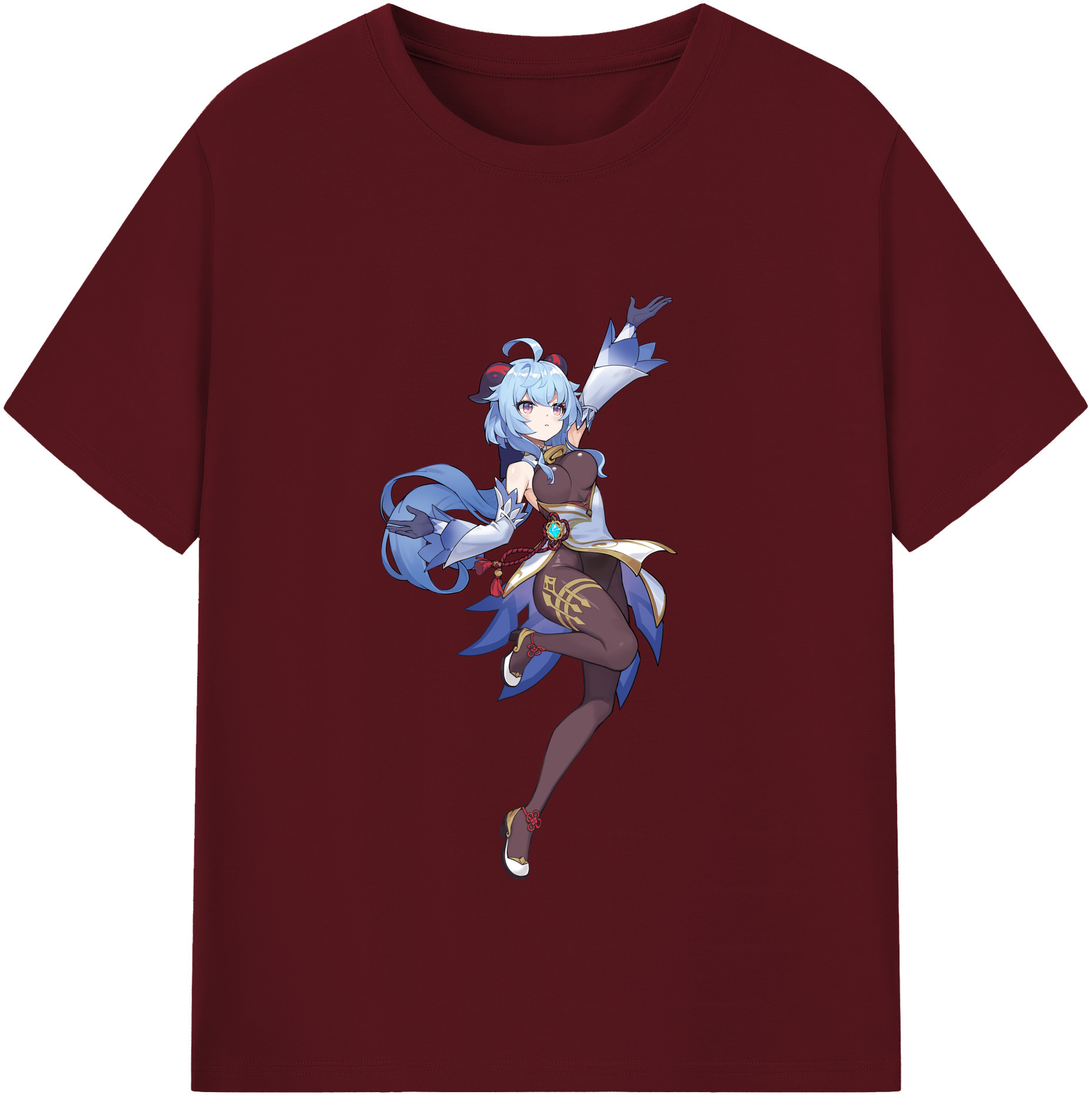 げんし神 甘雨 かんう genshin Ganyu 綿100％半袖Tシャツ（フロントプリント）